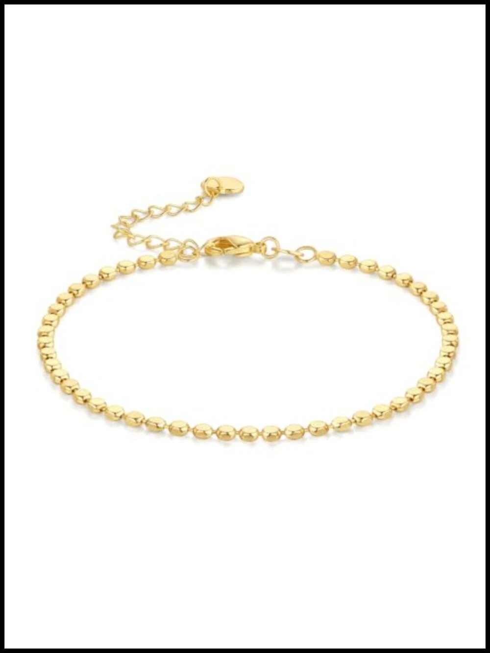 14K Gold Plated Beaded Bracelet for Women, Delicate Link Chain Bracelet